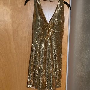 JVN by Jovani Gold Sequin Formal Dress